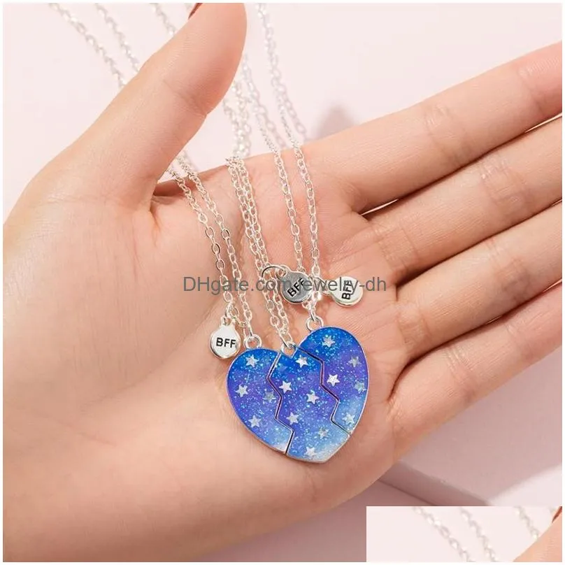 pendant necklaces pieces bff split heart shaped forever friends friendship magntic necklace gifts for girlspendant