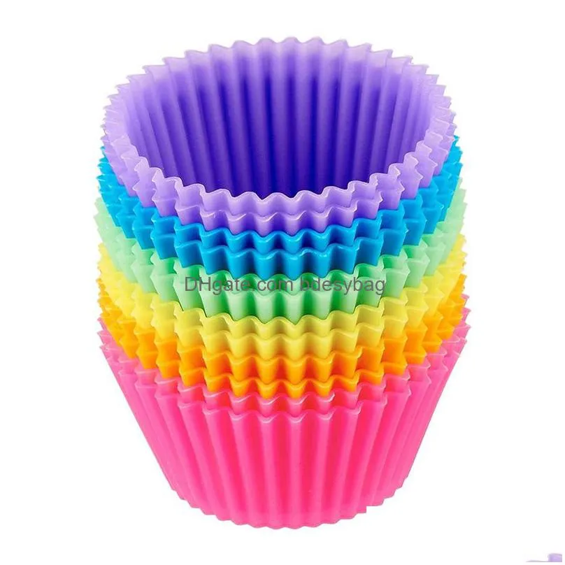 12pcs/set silicone muffin cupcake cups round shaped reusable muffin liners cupcakes wrapper