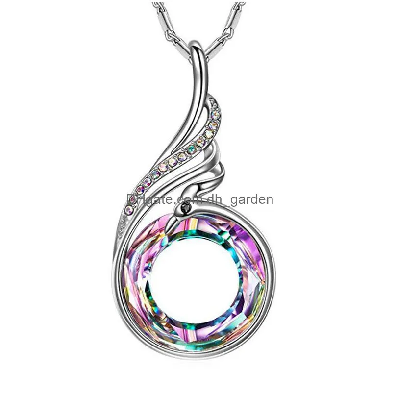 fashion nirvana phoenix earrings necklace jewelry set rainbow crystal peacock zircon drop earring bracelet for women