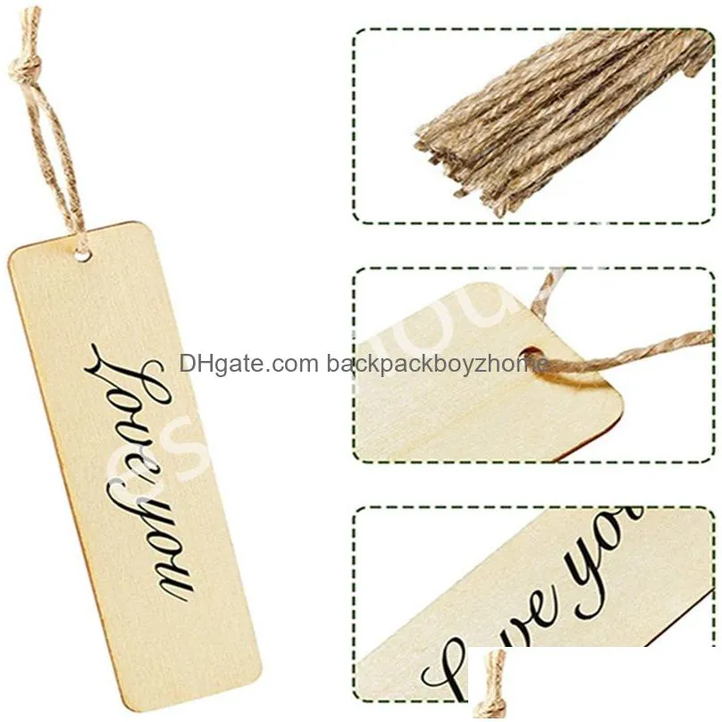 10pcs/set unfinished wood slice diy crafts bookmark garment clothing tag gift bags hanging label decor