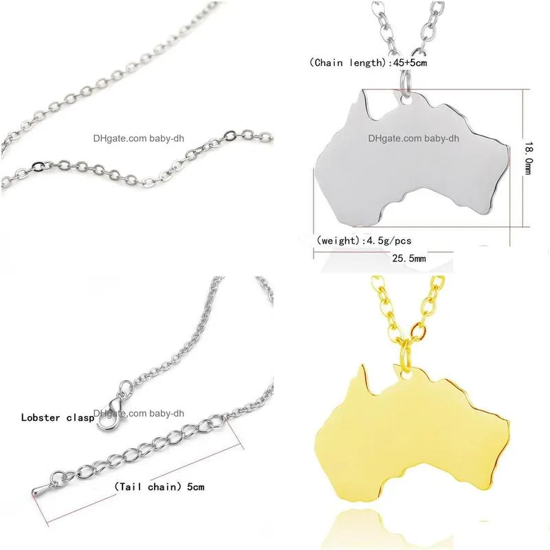pendant necklaces elfin 2023 trendy stainless steel australia map necklace high quality women jewellery giftpendant