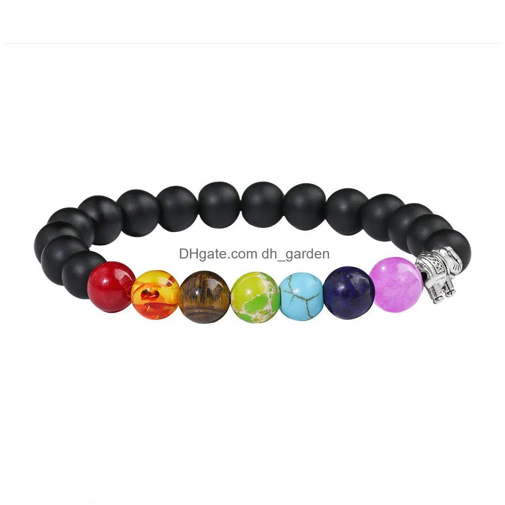 elephant charm bracelets 7 chakra natural stone bead bracelet essential oil diffuser yoga bracelet