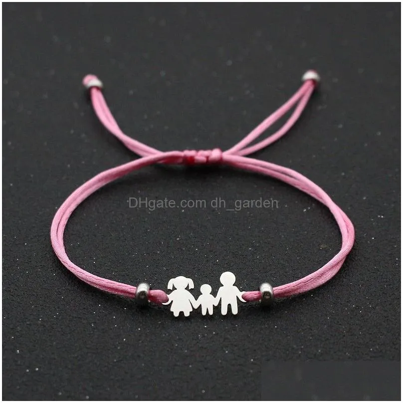 lucky red string bracelet braided adjustable stainless steel charm bracelets for family dad mom son jewelry child gift