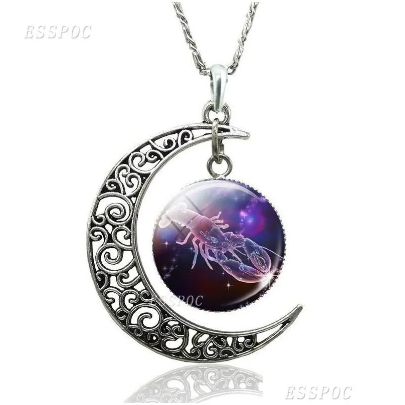 pendant necklaces necklace12 constellation necklace animal starry sky crescent womens neck chain stainless steel jewelry vintage