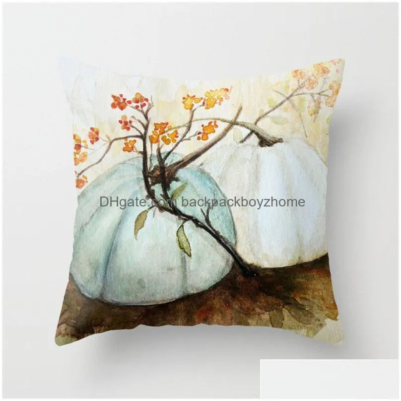 thanksgiving pillow case farmhouse fall throw pillowcovers autumn harvest halloween pumpkin printed pillow cushion