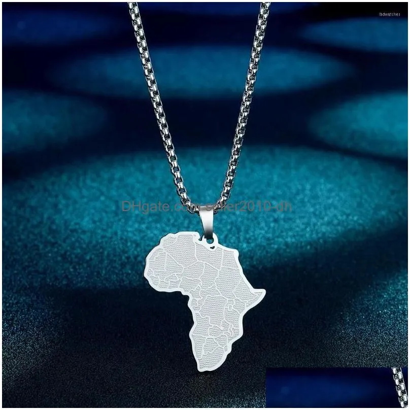 pendant necklaces qiamni stainless steel africa map country necklace choker collar chain fashion jewelry friends party gifts for women