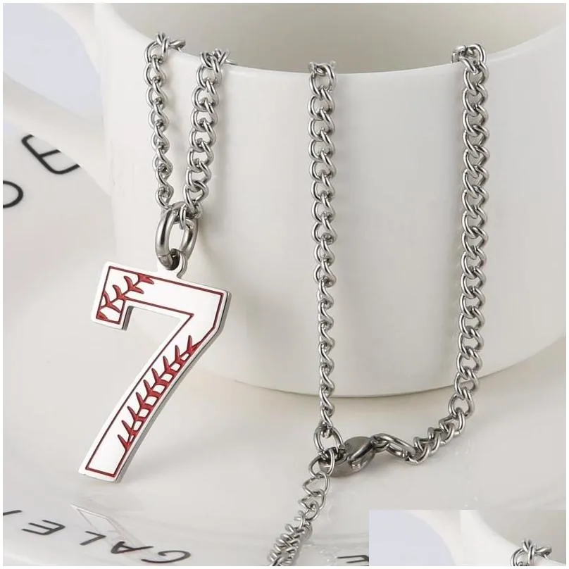 pendant necklaces stainless steel black silver baseball number 09 necklace for men inspiration fashion charm jewelry gift