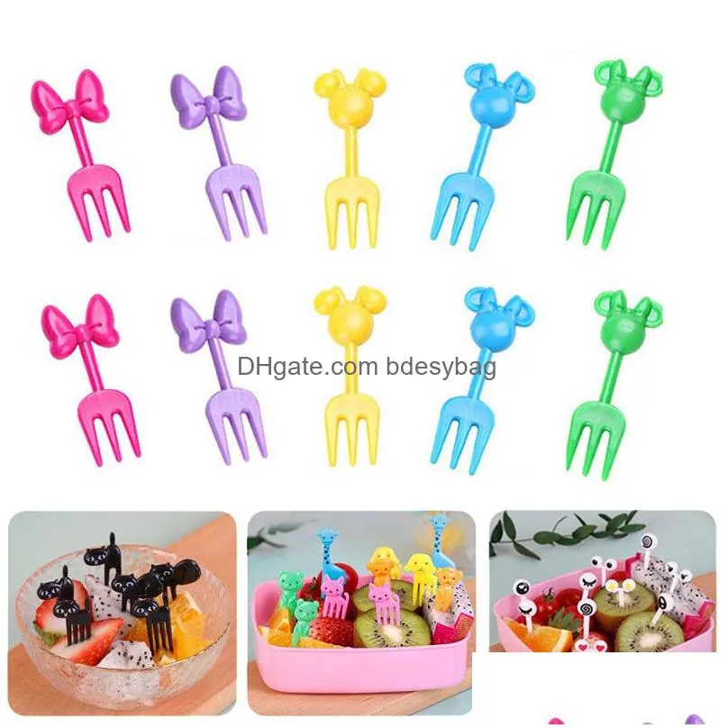 animal fruit food forks mini cartoon children snack cake dessert fruit pick party decoration