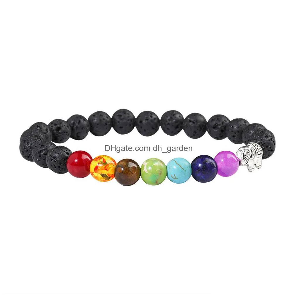 elephant charm bracelets 7 chakra natural stone bead bracelet essential oil diffuser yoga bracelet