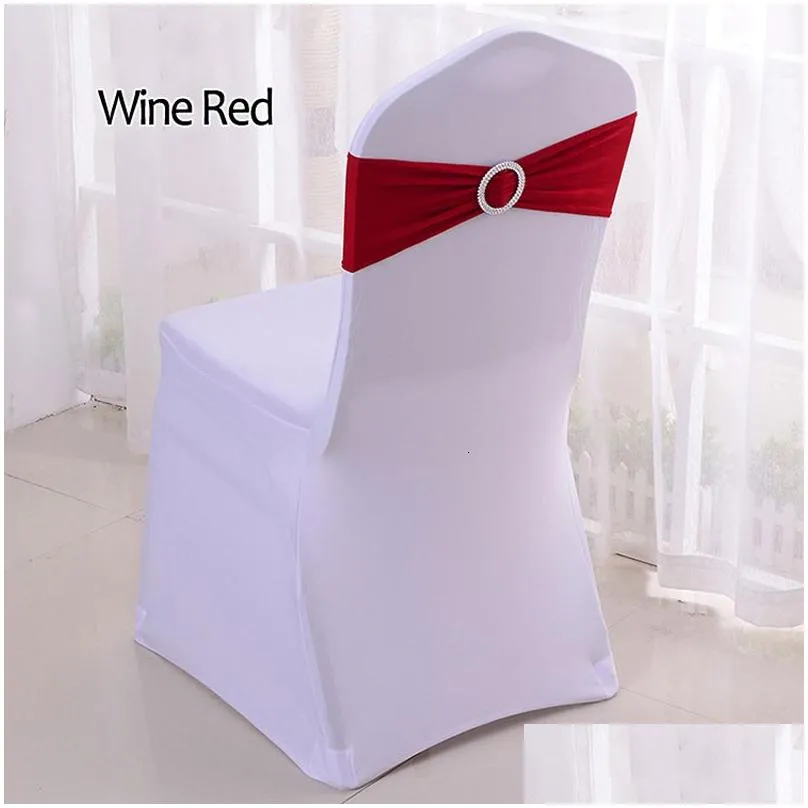 sashes 50pcslot stretch lycra spandex chair covers bands with buckle slider for wedding decorations wholesale chair sashes bow 230214