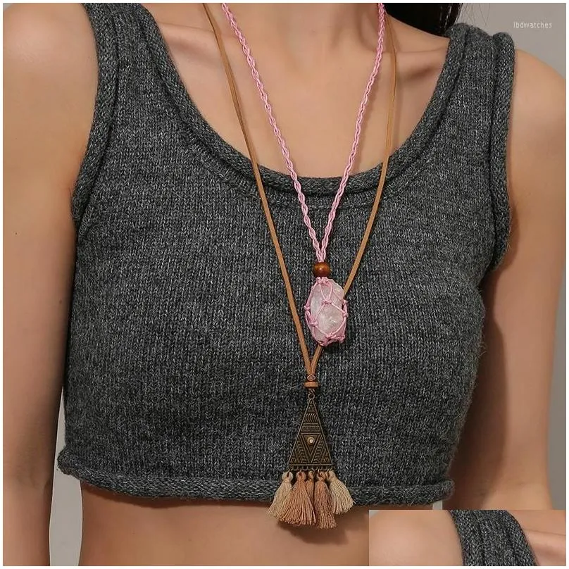 pendant necklaces fashion boho jewelry natural stones with semi precious stone women tassel shell necklace mothers day gift