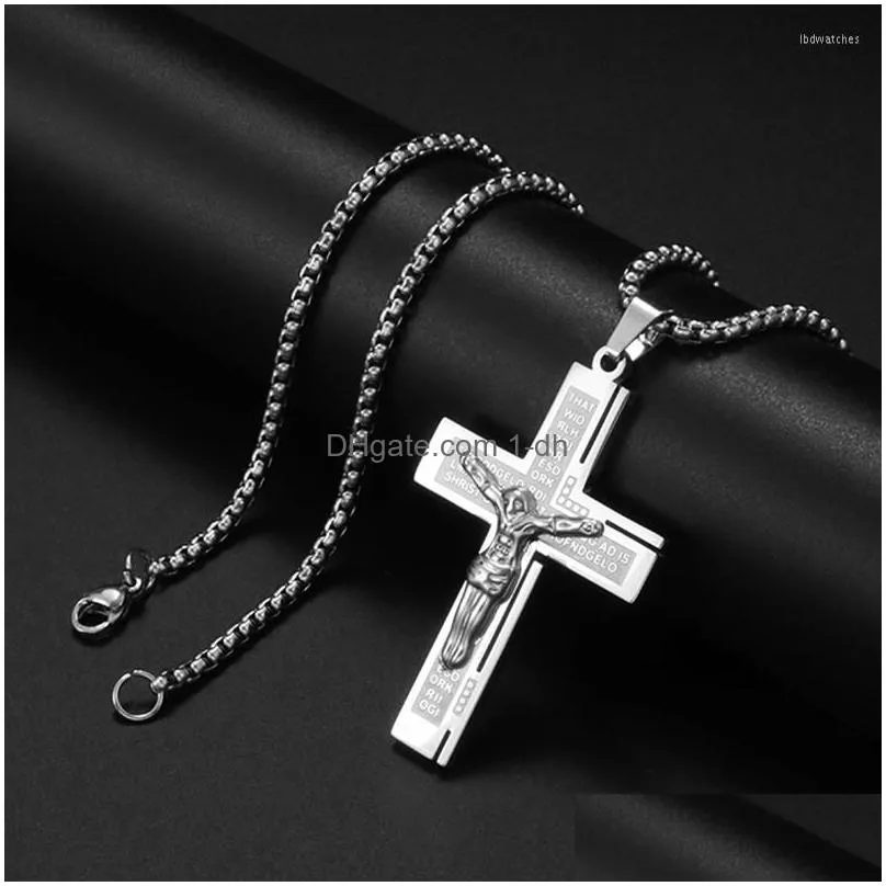 pendant necklaces classic fashion catholic jesus cross necklace for men women religious prayer amulet accessories