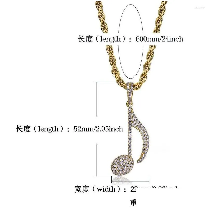 pendant necklaces hip hop jewelry 18k gold plated zirconia simulated diamond iced out chain musical note necklace for men charm gifts