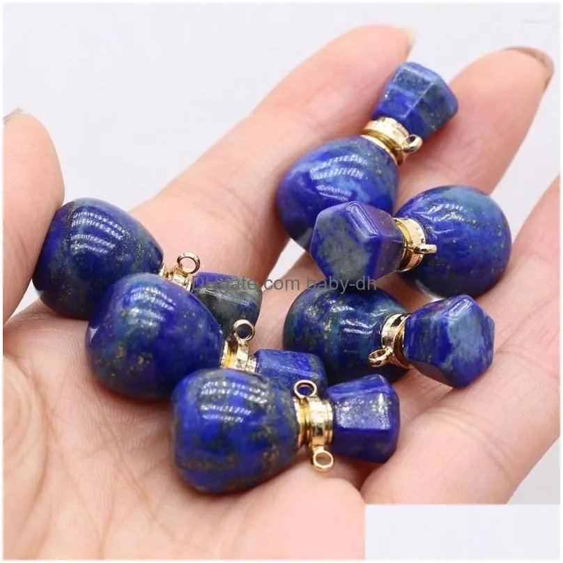 pendant necklaces natural lapis lazuli perfume bottle connector essential oil diffuser charm for jewelry making diy necklace
