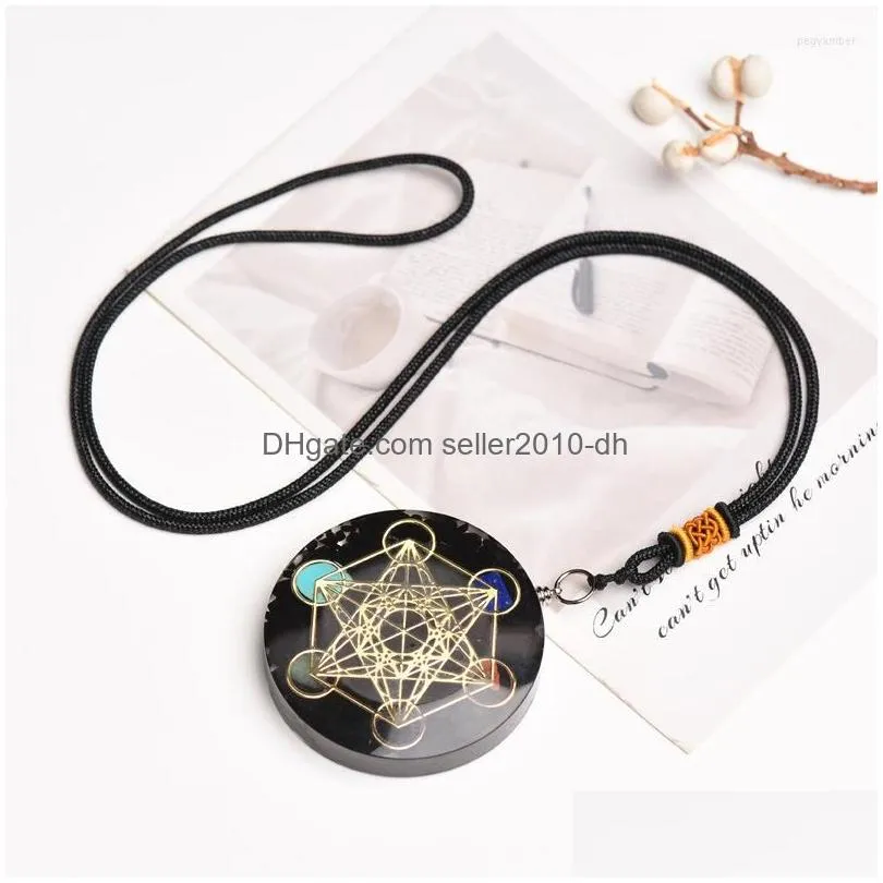 pendant necklaces amulet yantra meditation orgonite healing sri necklace 7 chakra energy crystal quartz agate gemstone foil sequins