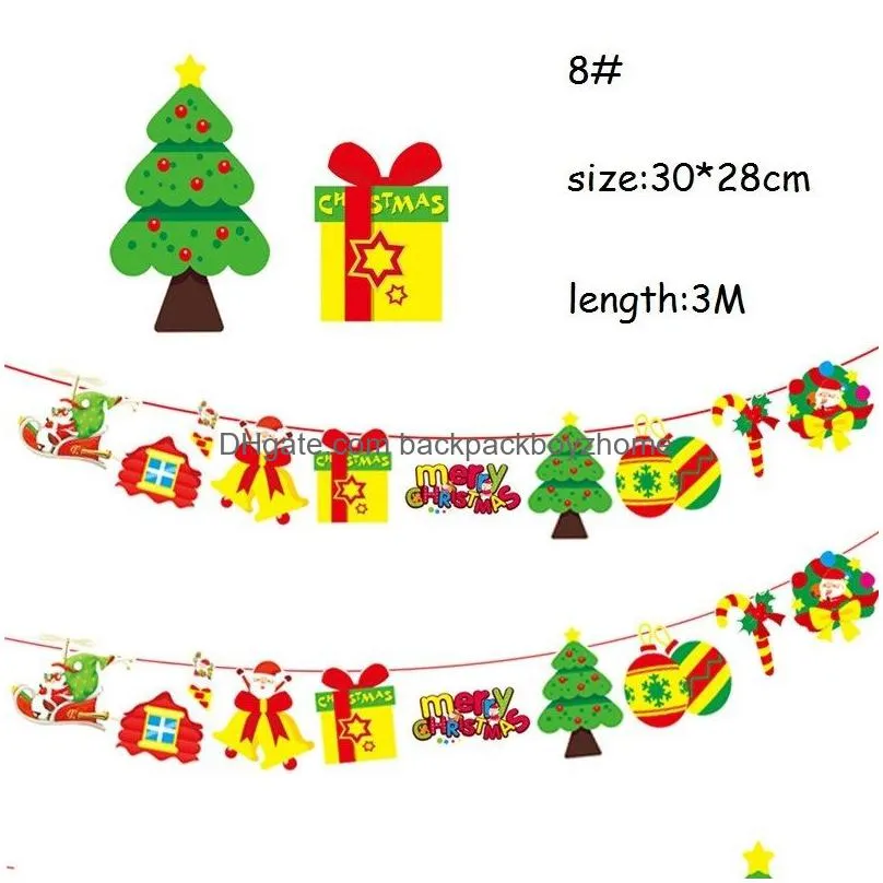 christmas cartoon paper banner flag school christmas mall shopping center flags happy new year christmas decorations