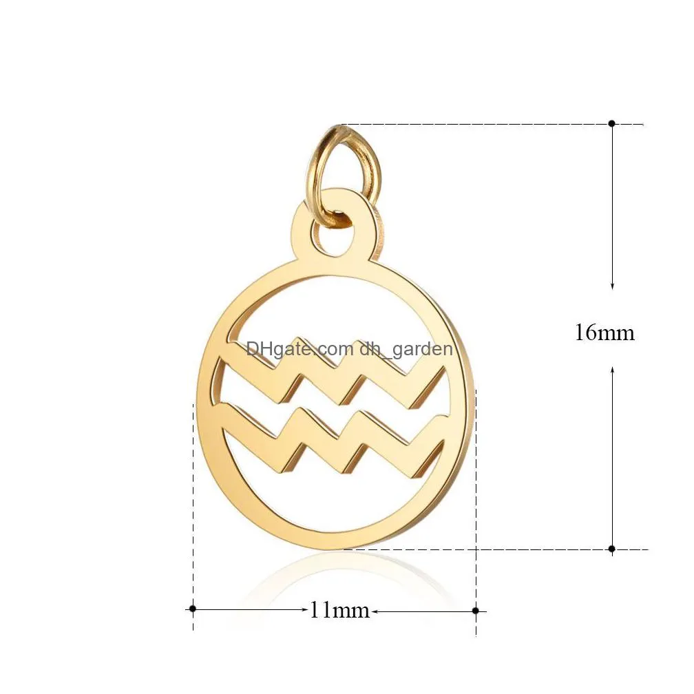 11mm stainless steel mini charms gold 12 zodiac sign charms diy constellation for women jewelry making 10pcs /lot