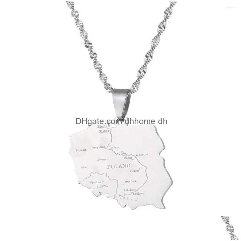 pendant necklaces polska map poland city name for women girls jewelry