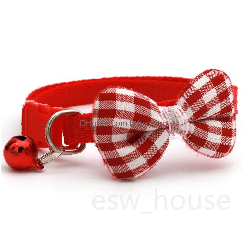dog collars with bowknot and bells 6 colors puppy kitten adjustable collar party wedding pets accessory