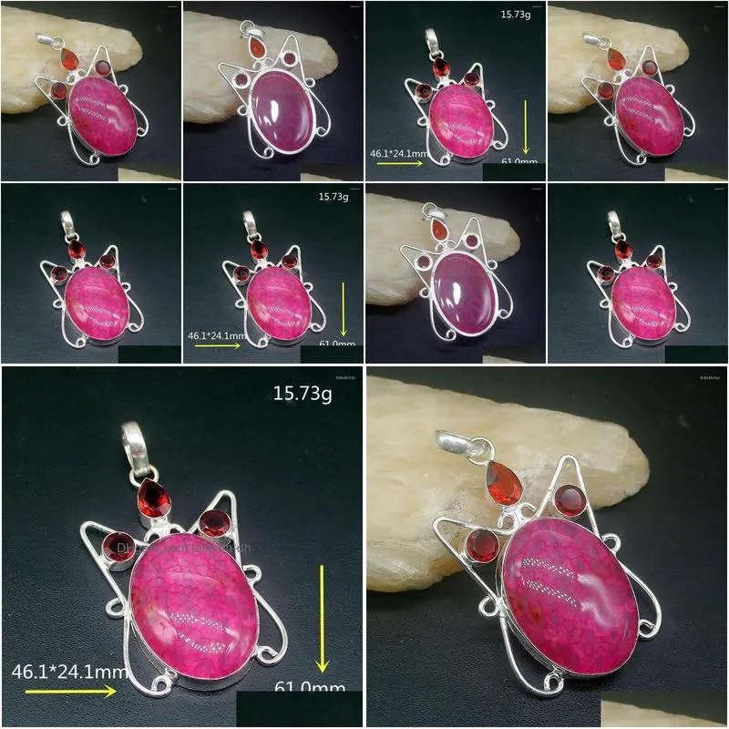 pendant necklaces hermosa jewelry adorable natural botswana agate red garnet silver color charm necklace for women gifts 20234766