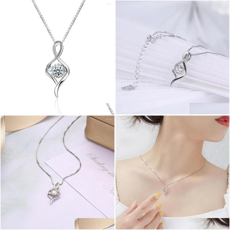 pendant necklaces women classic cubic zirconia electroplating necklace jewelry collarbone chain all match for banquet