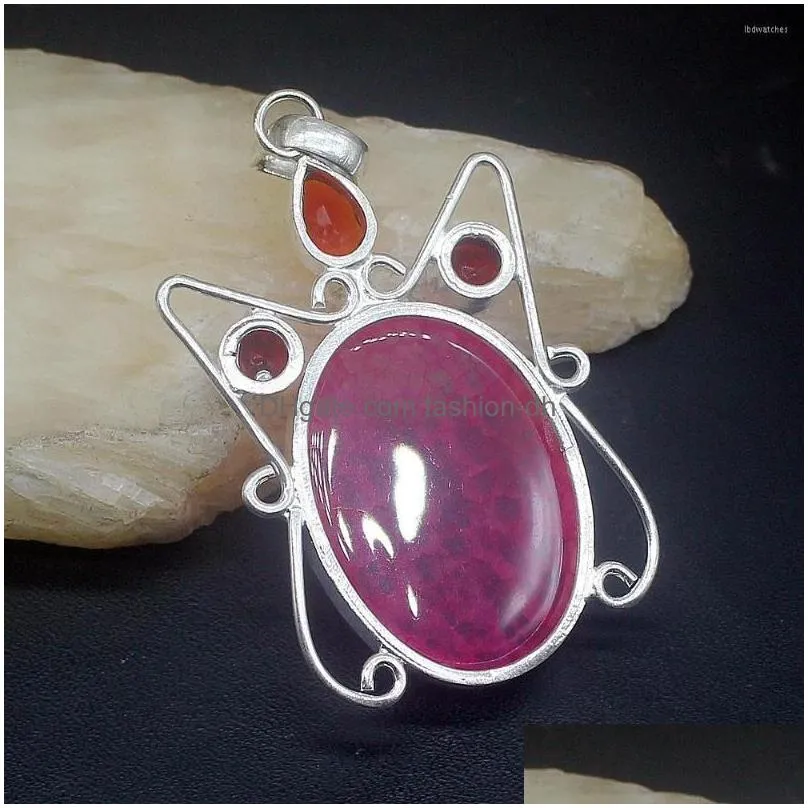 pendant necklaces hermosa jewelry adorable natural botswana agate red garnet silver color charm necklace for women gifts 20234766