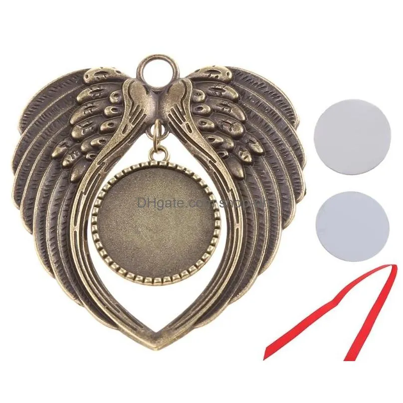 pendant necklaces angel wing diy po blank transfer printing mdf jewelry makingpendant