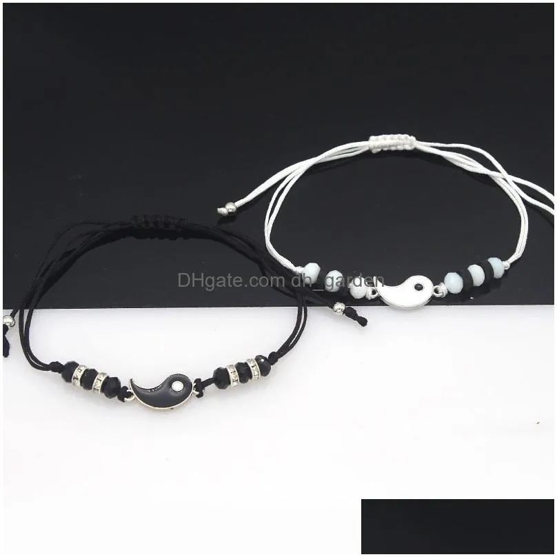 handmade couple bracelets adjustable rope chinese tai chi pendant woven charm bracelet friendship jewelry gifts