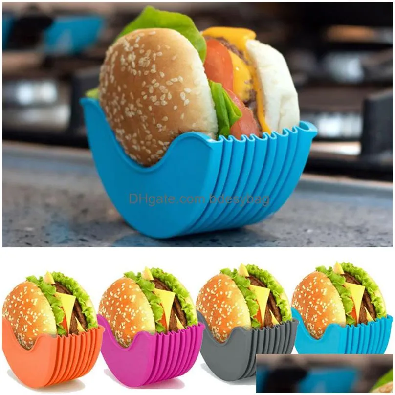 burger holders silicone hygienic reusable hamburger sandwiches holder container prevent falling apart messy expandable