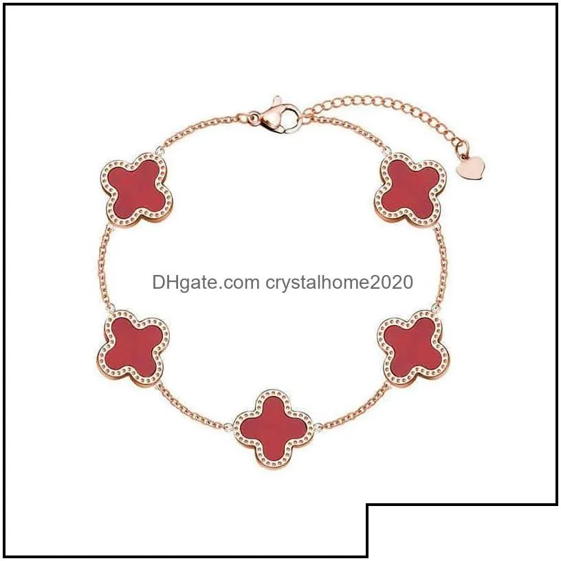 charm bracelets 18k rose gold do not fade net red fashion clover titanium steel bracelet female shell personalized dign hand jewelry