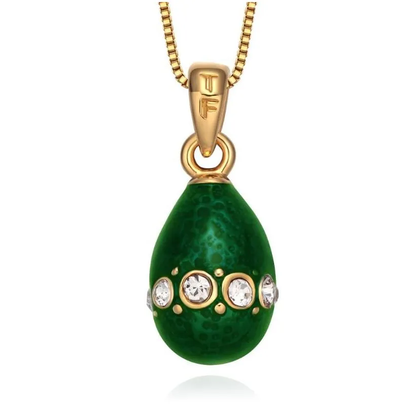 pendant necklaces yaffil lovely charm necklace for kids mini size brass vintage egg crystal rhinestone gift men jewelry