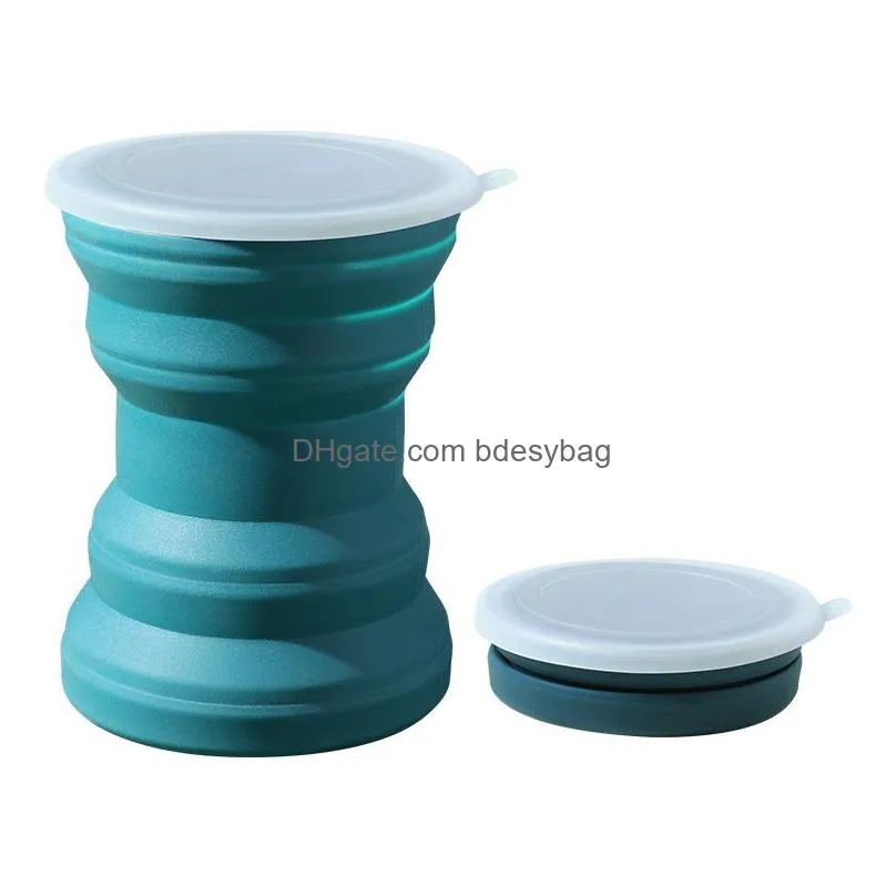 portable folding silicone water cup drinkware 320ml collapsible expandable drinking cup for camping hiking travel