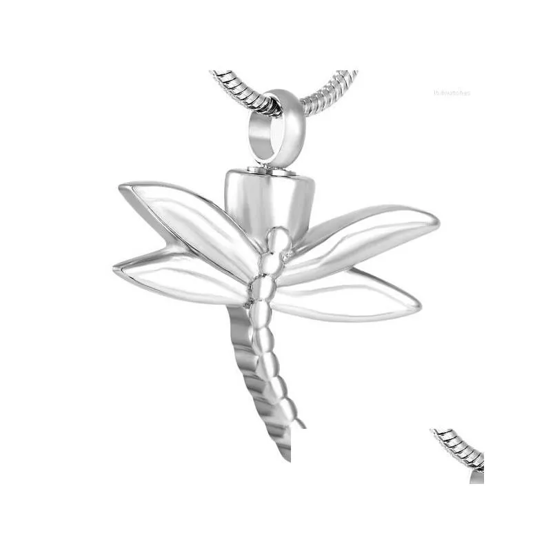 pendant necklaces ijd8120 pet ash holder necklace 316l stainless steel dragonfly shape memorial urn animal keepsake cremation jewelry