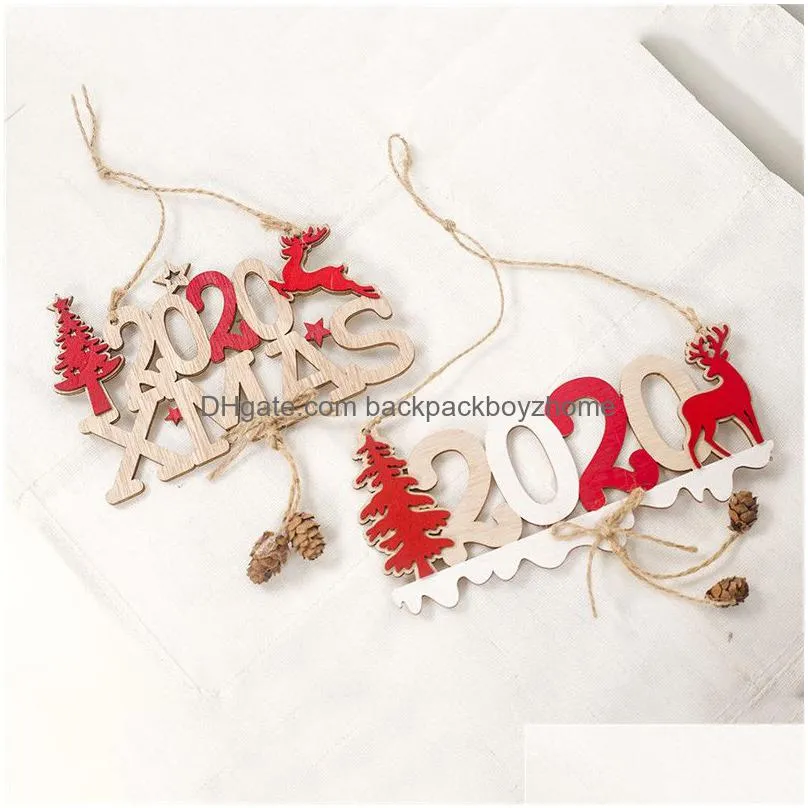 christmas hanging pendant 2020 wooden window xmas tree hanging product letters moose with rope christmas decoration