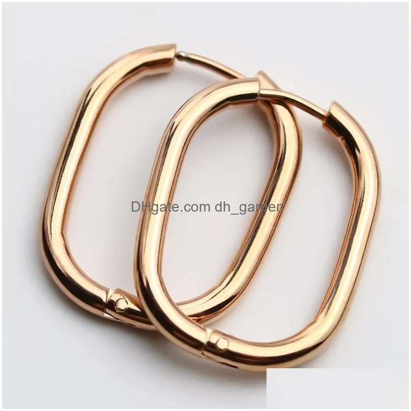 fashion punk u stainless steel hoop earrings prevent allergy geometric gold oval hoop earrings for men women