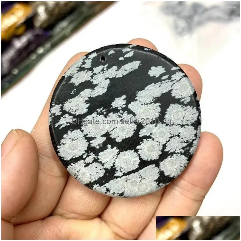 pendant necklaces snowflake obsidian stone natural gemstone jewelry necklace for women men gift wholesale 