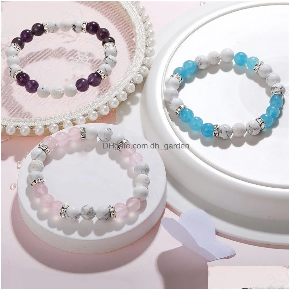 natural amethyst bead bracelet lava stone bead distance bracelet for friends healing balance for men women