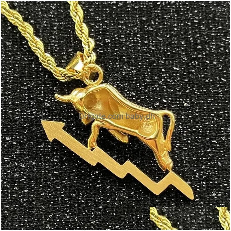 pendant necklaces bull head punk animal horn mens gold color market necklace high quality jewelry gift