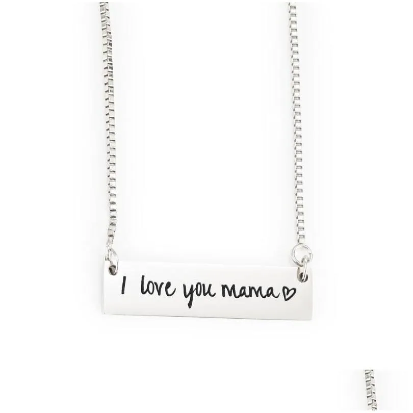 pendant necklaces square letter stainless steel necklace for mama gold plated cute love charm punk chain fashion jewelry mom mothers