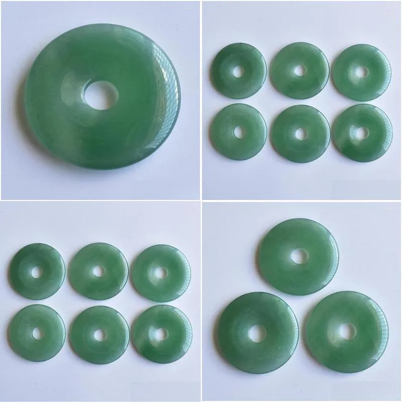 pendant necklaces natural stone  necklace 40mm round green aventurine ladies jewelry gifts wholesale 6pcs/lot