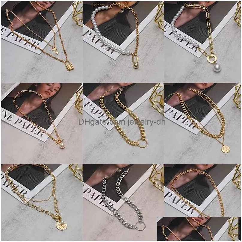 pendant necklaces fashion vintage multilayer pearl for women gold metal portrait hanging 2022 trend female party jewelrypendant