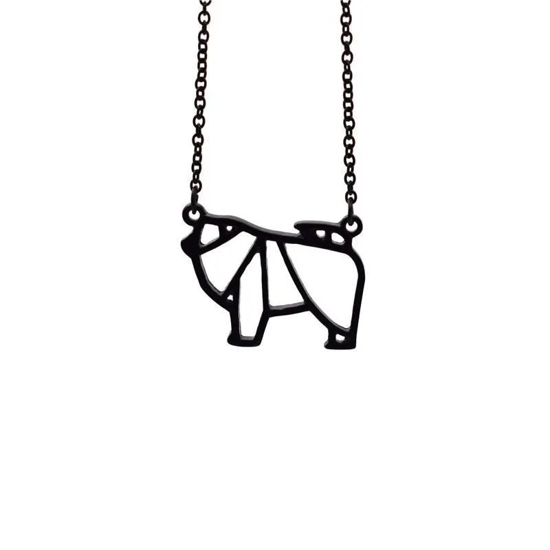 pendant necklaces colors origami chow necklace geometric jewellery women pet dog jewellerypendant