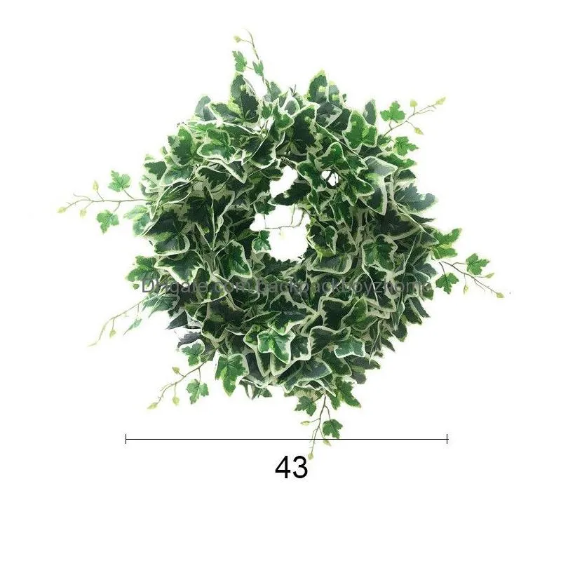 eucalyptus wreath fern leaf creeper ginkgo leaf wreath round green plant rattan garland home office wall decoration