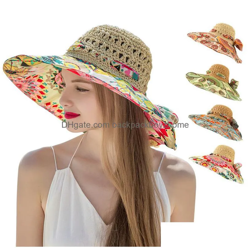 summer beach party hats women bohemian style sun protective uv protection cap