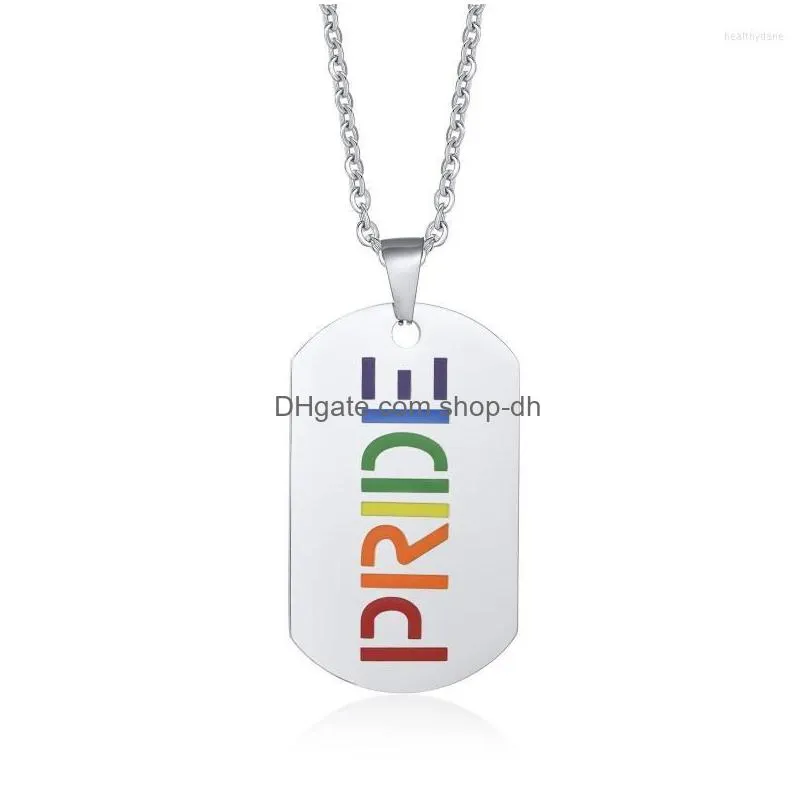 pendant necklaces stainless steel circle plate pride gay rainbow necklace men fashion couple unisex chain high quality jewelry