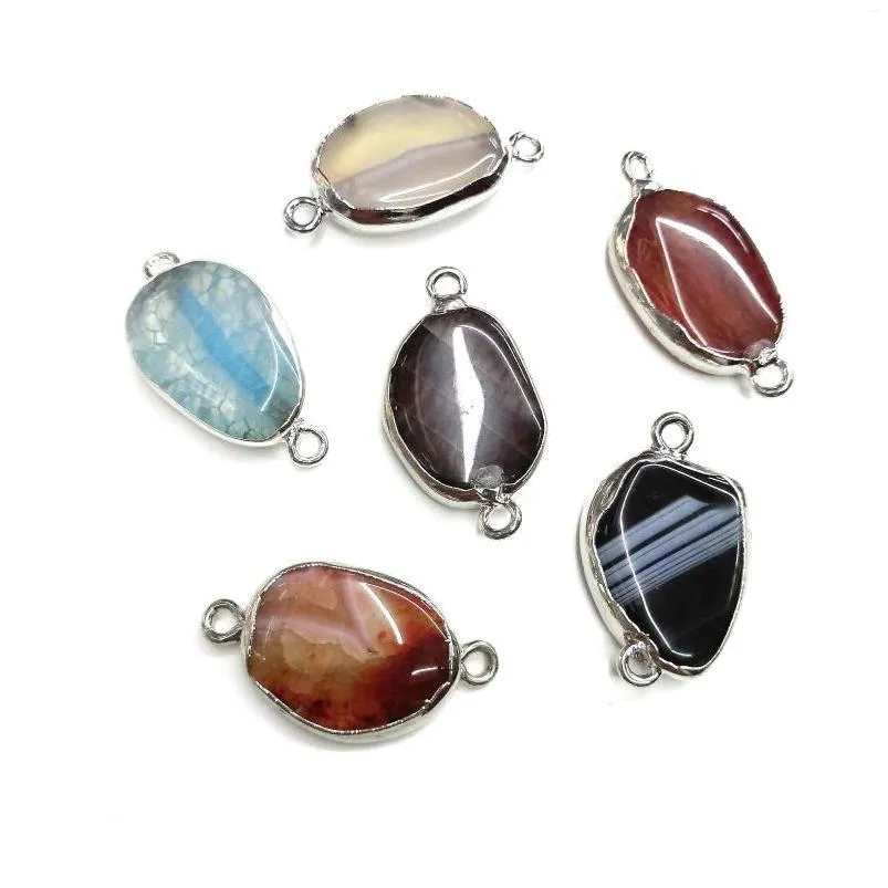 pendant necklaces natural agates pendants charms connector for jewelry making diy accessories fit size 32x18mm
