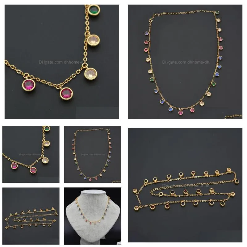 sterling silver colorful natural zircon necklace gold sweater chain personality temperament suitable for women banquet wwear chains