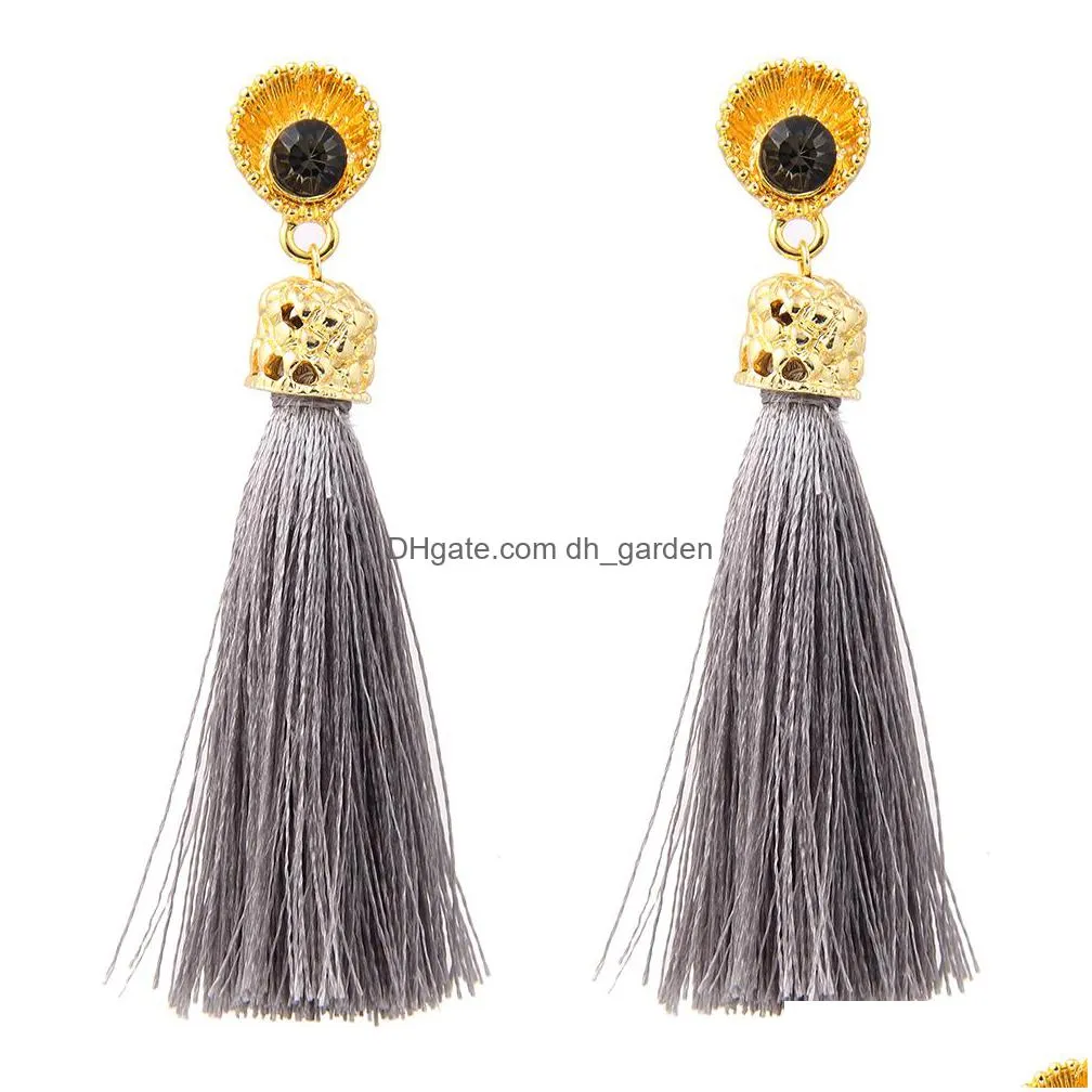 ethnic style long tassel earrings dangle for women fashion crystal earring bohemia jewelry 5 colors female gifts