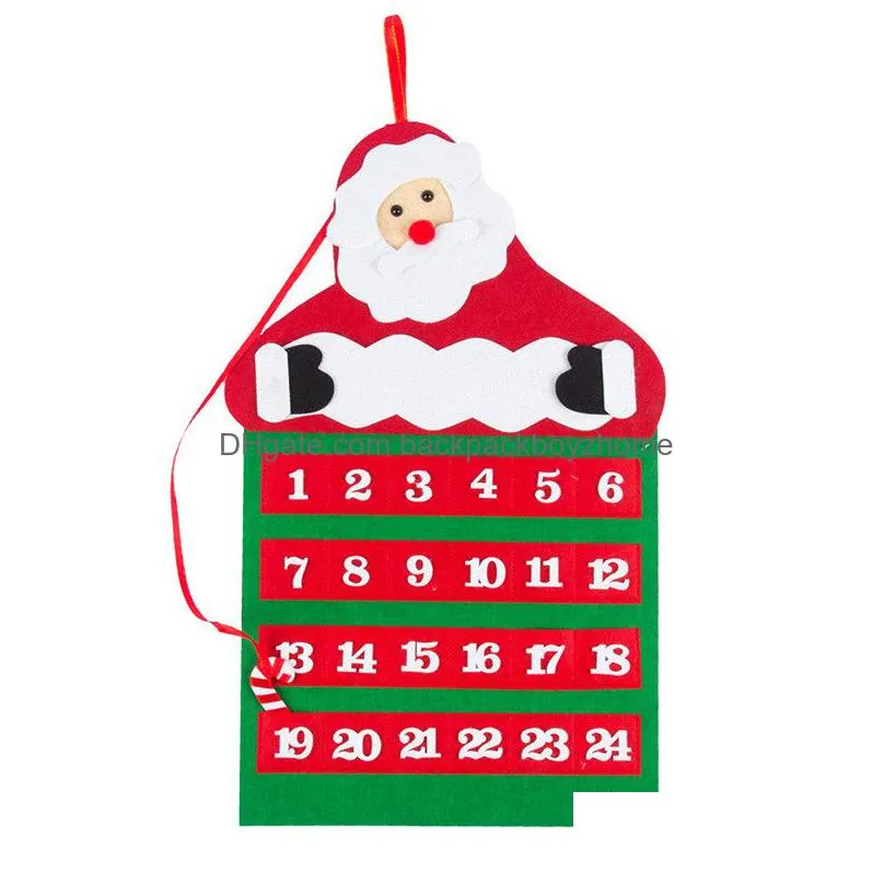 christmas countdown calendar non woven fabric xmas santa claus calendars soft wall hanging calendar merry christmas decorations