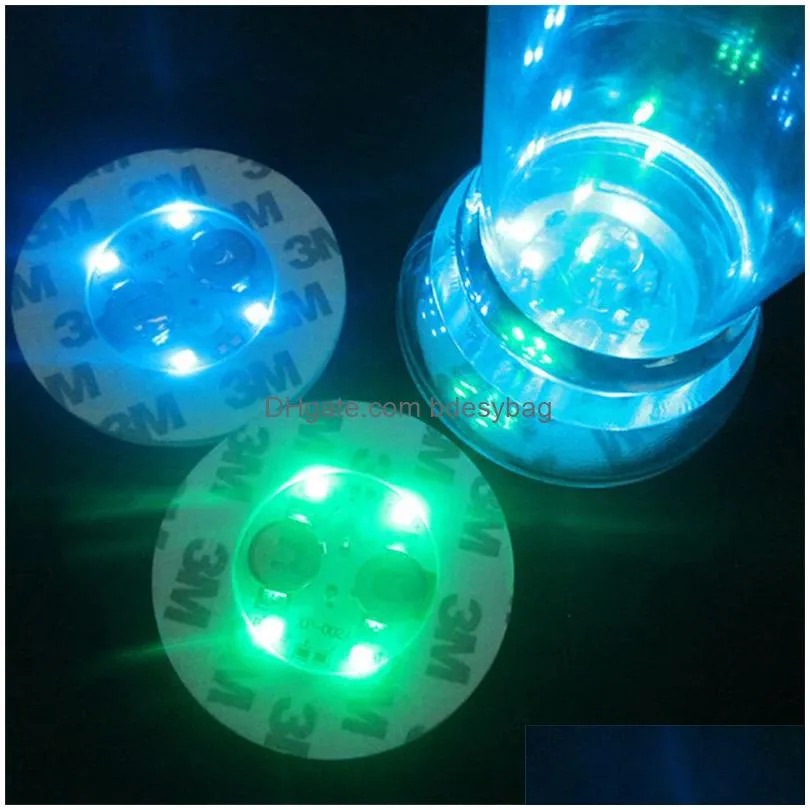 led coasters mats 3 modes 4 lights color changing battery powered flat stable core board bar nightclub party bottle coaster